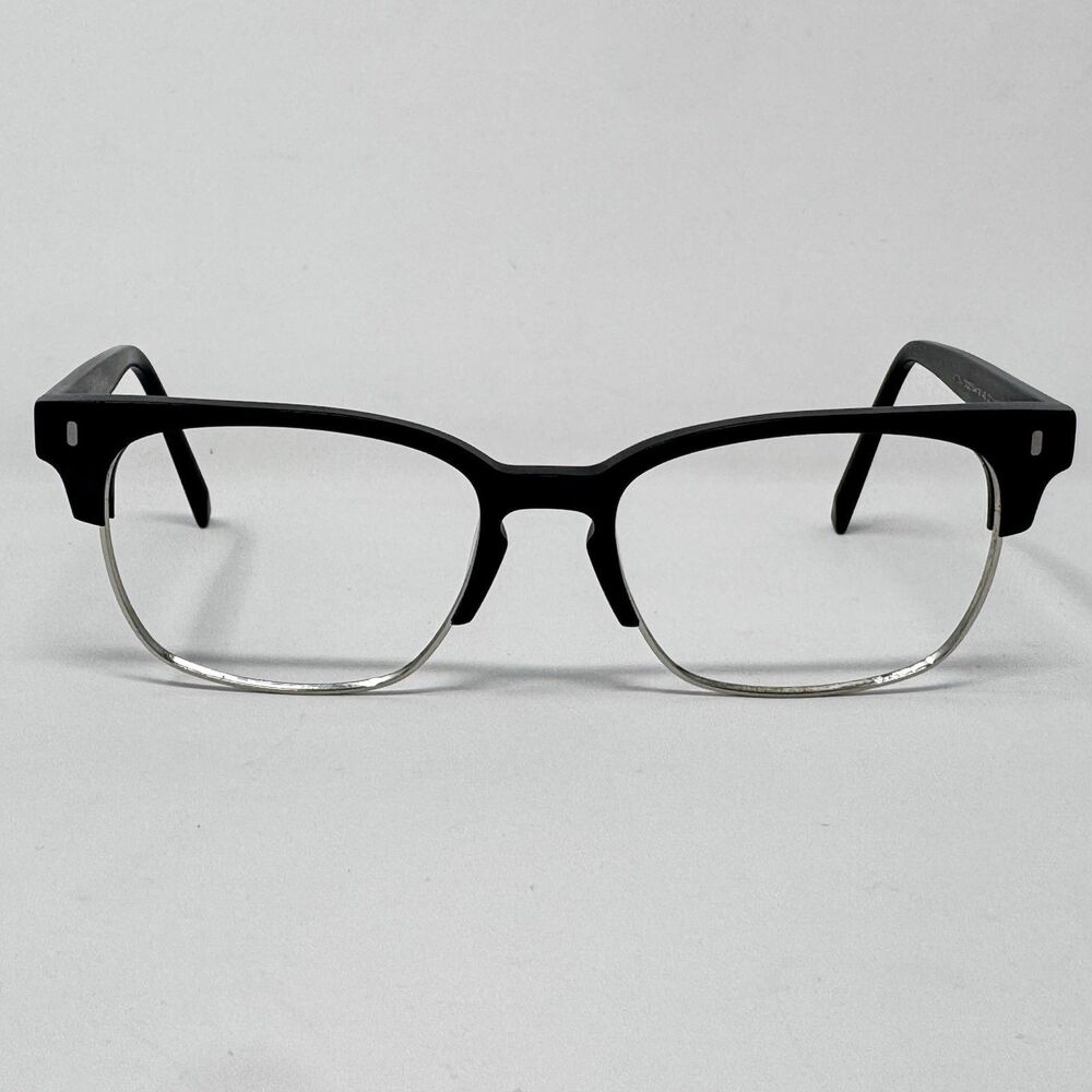 Warby Parker Ames W3103 Jet Black Matte Silver Eyeglass Frames Wide 54-18-145
